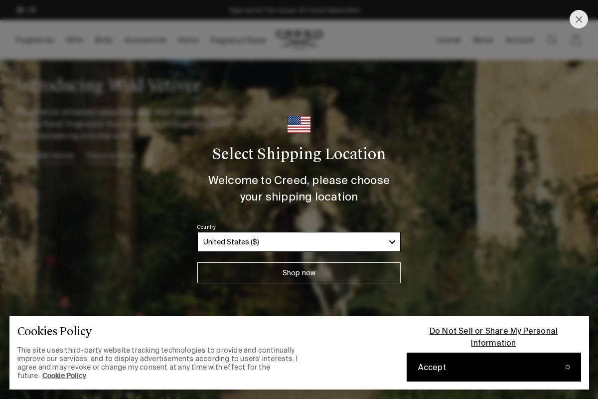 creedfragrances.co.uk homepage screenshot