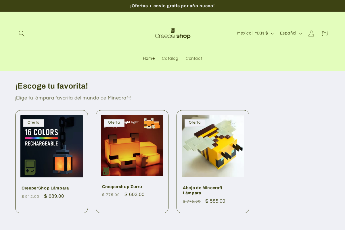 CreeperShop homepage screenshot