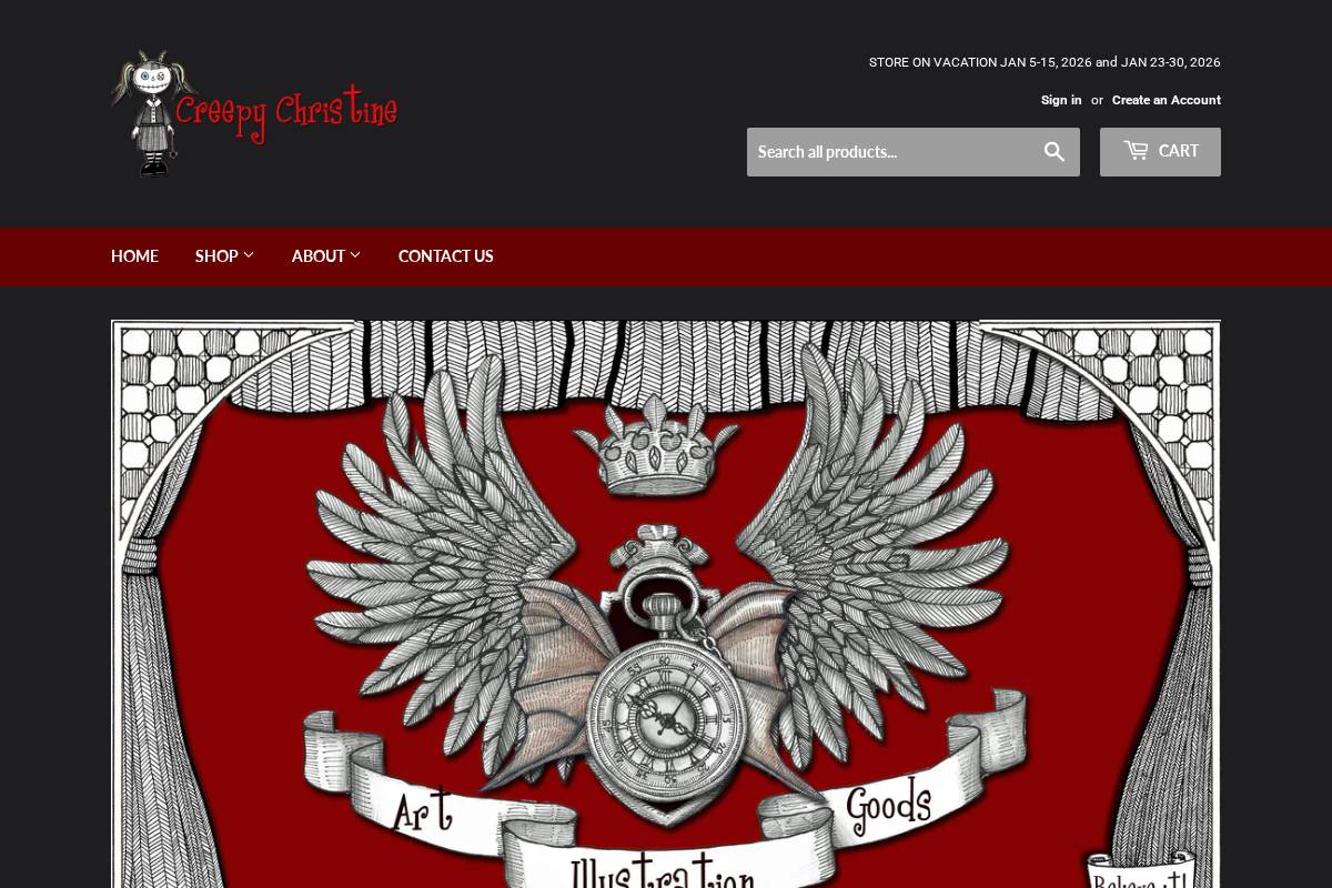 creepychristine.com homepage screenshot