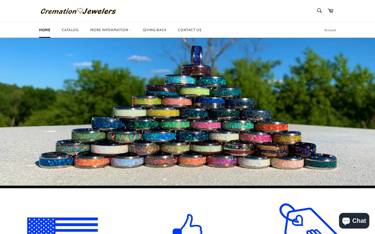 cremationjewelers.com homepage screenshot