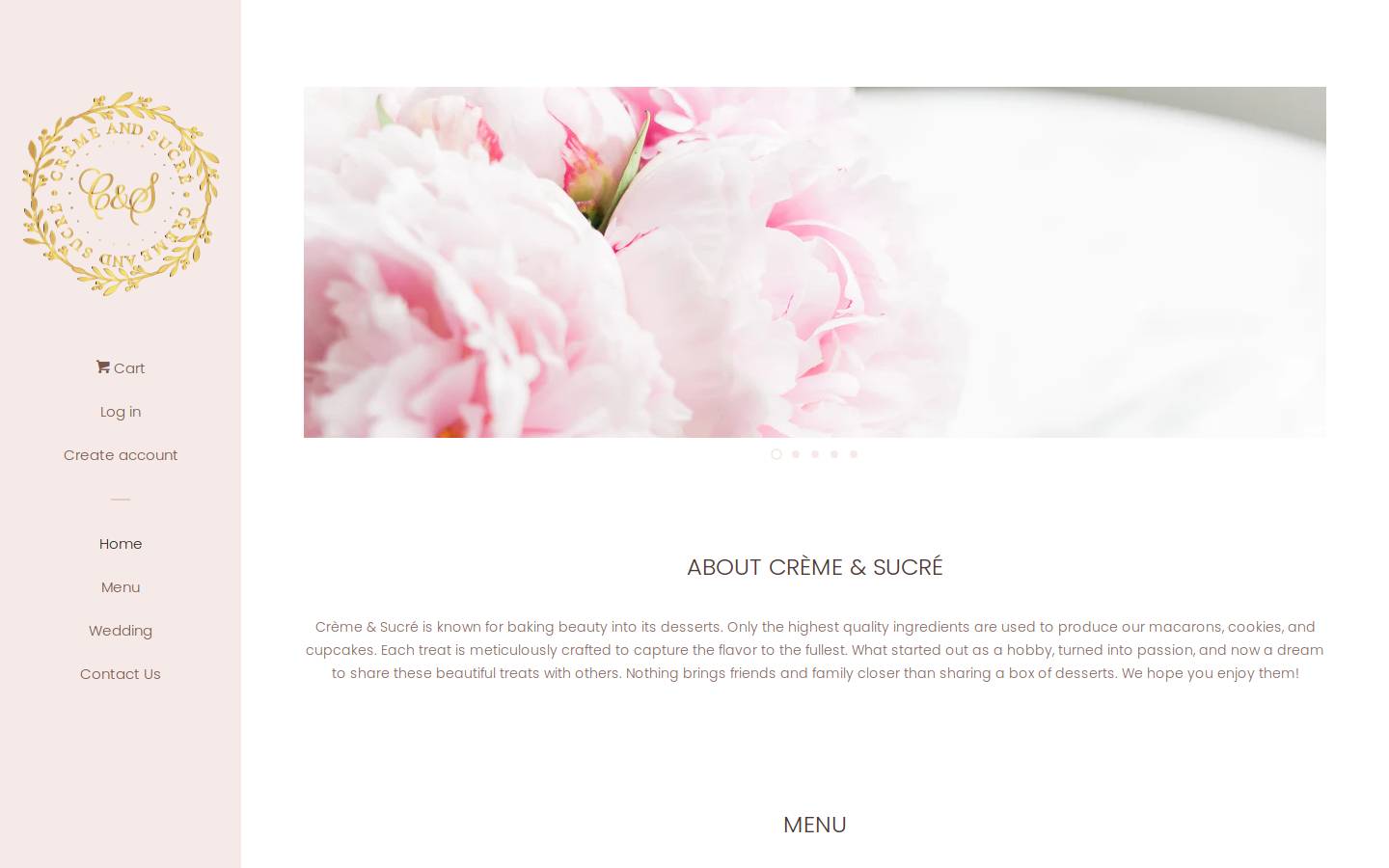 cremeandsucre.com homepage screenshot