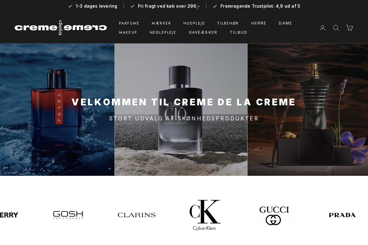Creme de la Creme - shop homepage screenshot