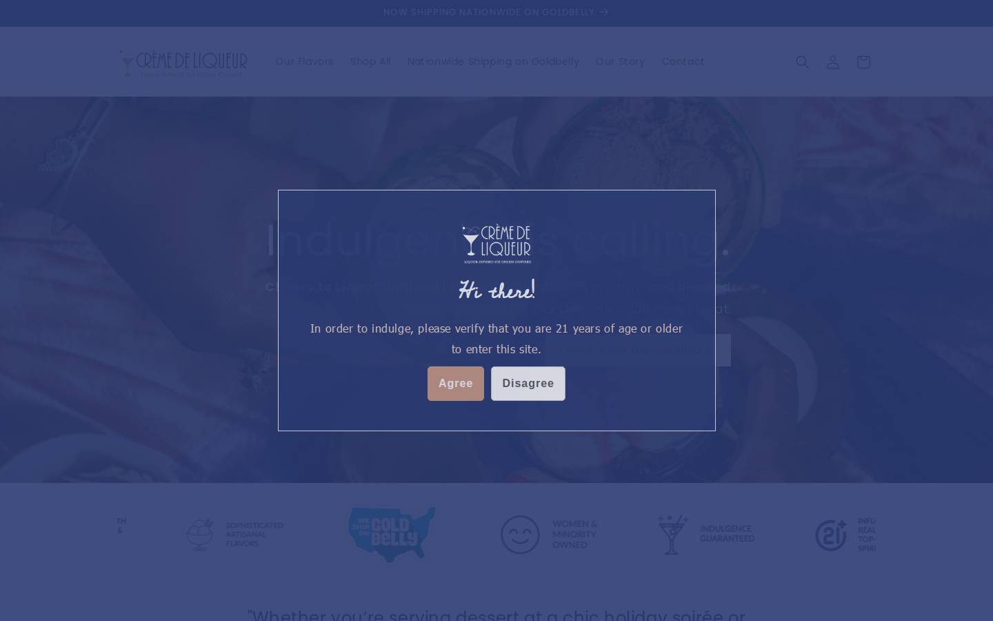 cremedeliqueur.com homepage screenshot