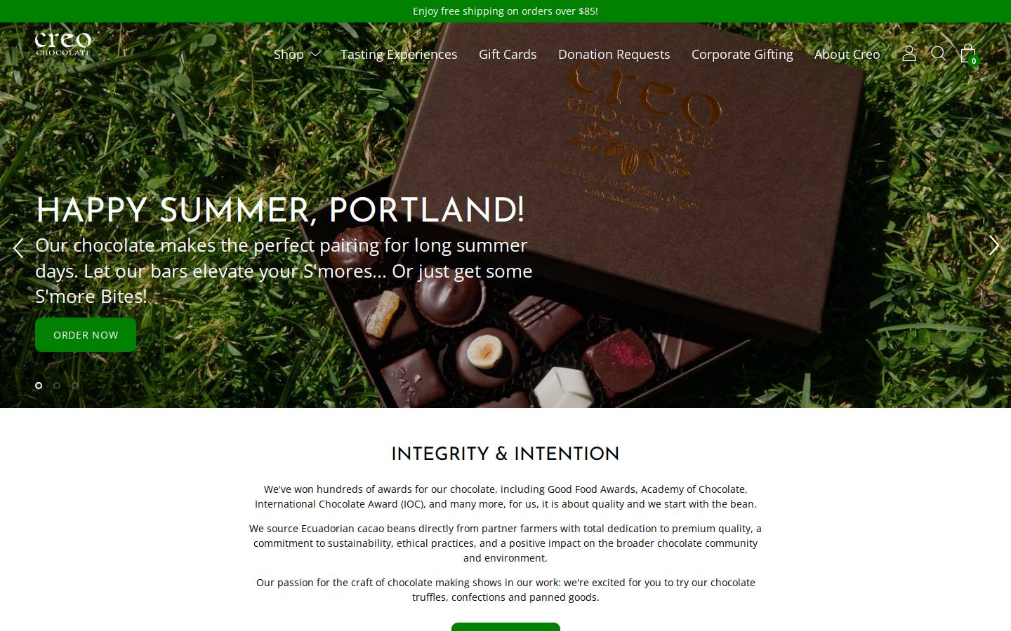 creochocolate.com homepage screenshot