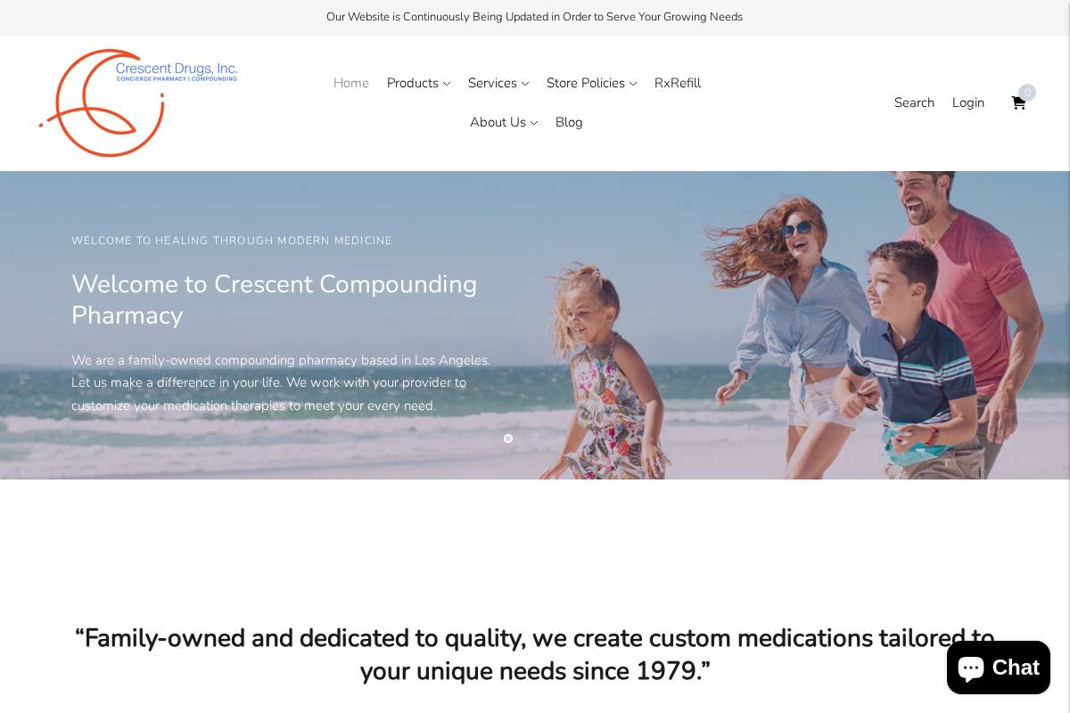 crescentmedical.com homepage screenshot