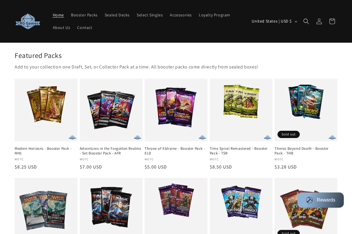 CRG Games homepage screenshot