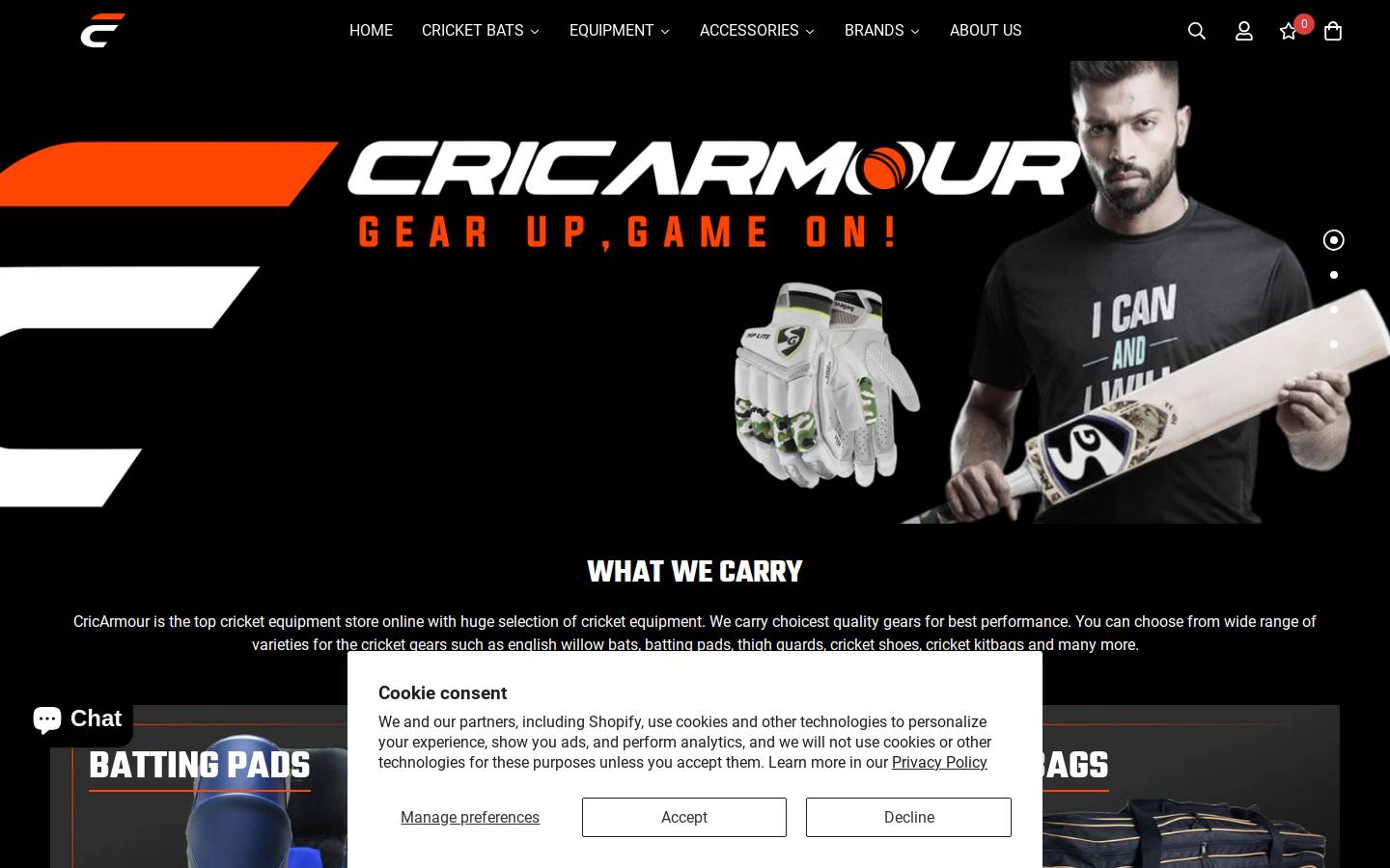 cricarmour.com homepage screenshot
