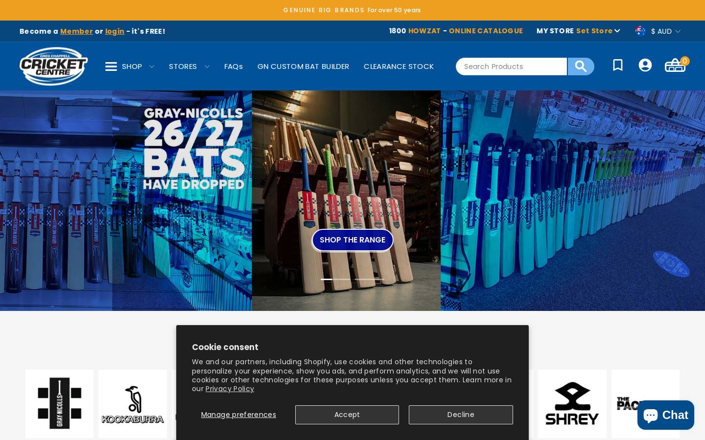 Greg Chappell Cricket Centre homepage screenshot
