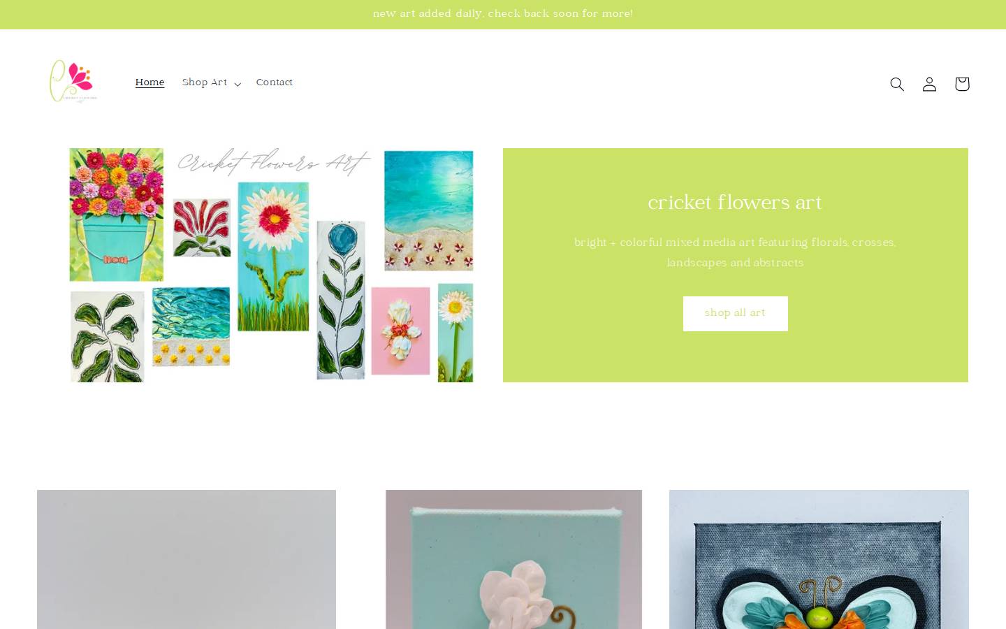 cricketflowers.com homepage screenshot
