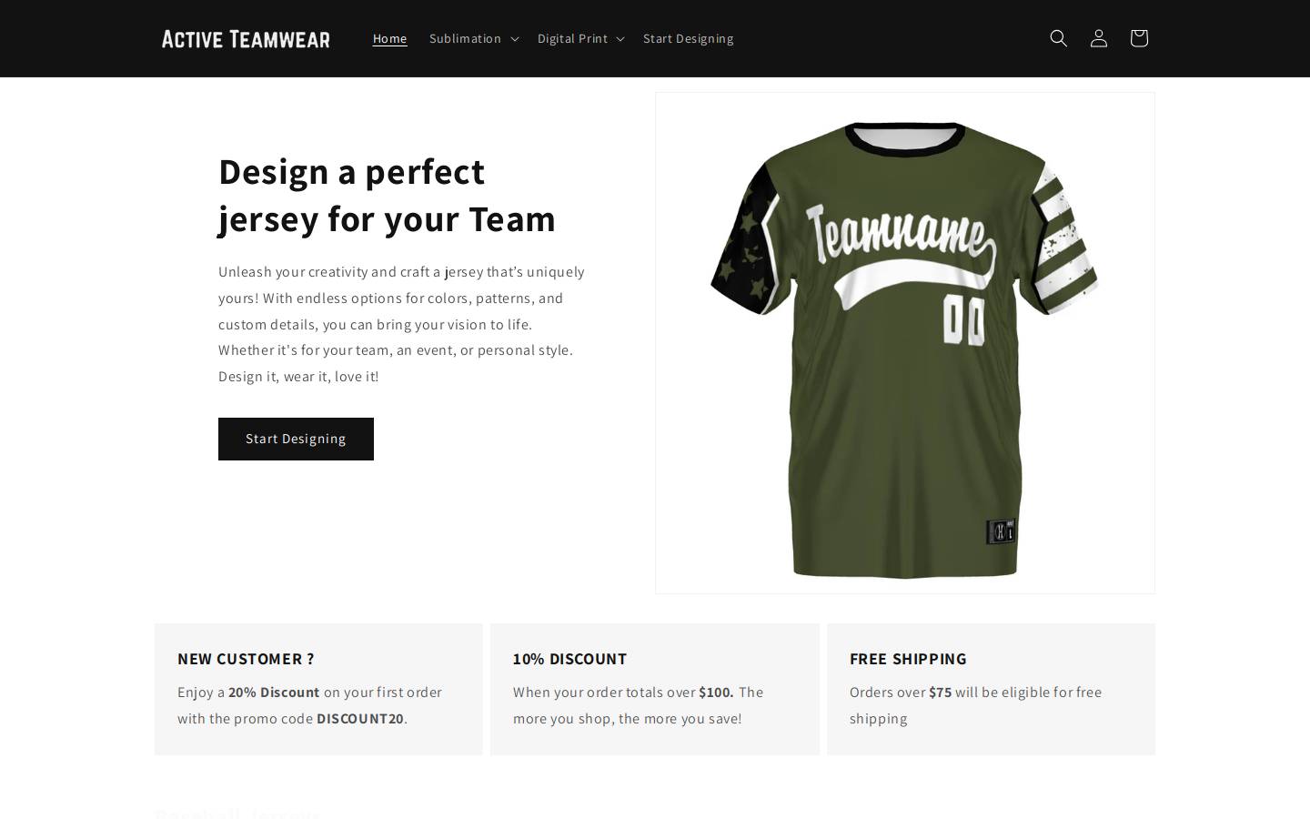 cricketteamstore.com homepage screenshot