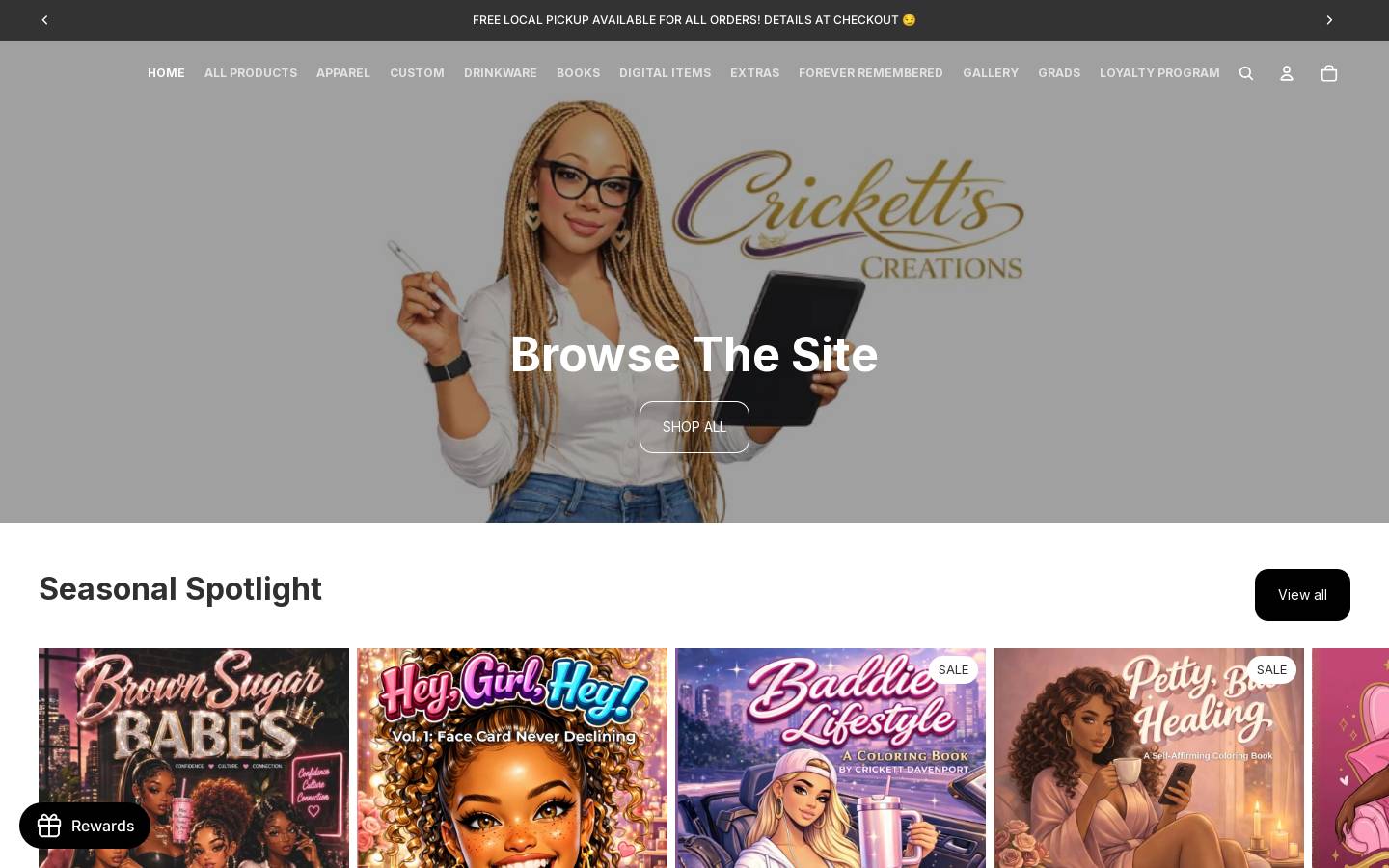 crickettscreations.com homepage screenshot