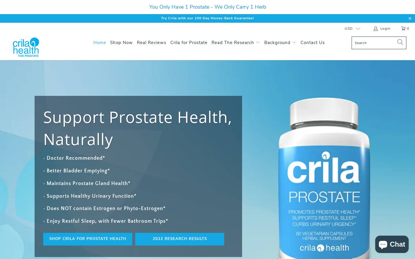 crilaforprostate.com homepage screenshot