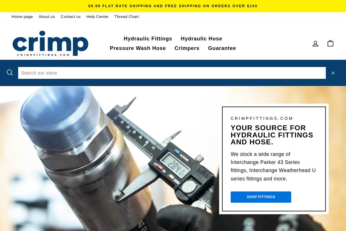 crimpfittings.com homepage screenshot