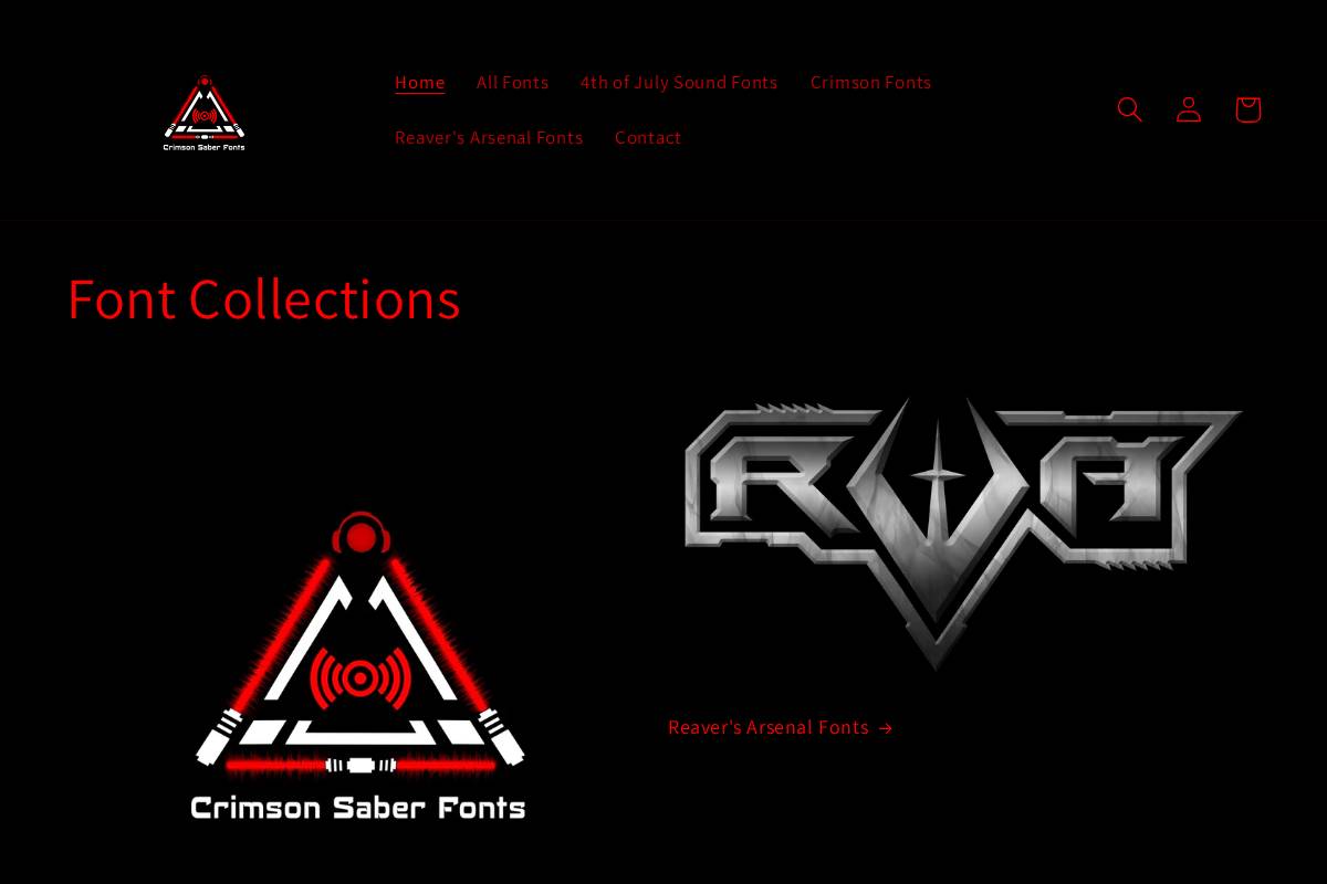 crimsonfonts.com homepage screenshot
