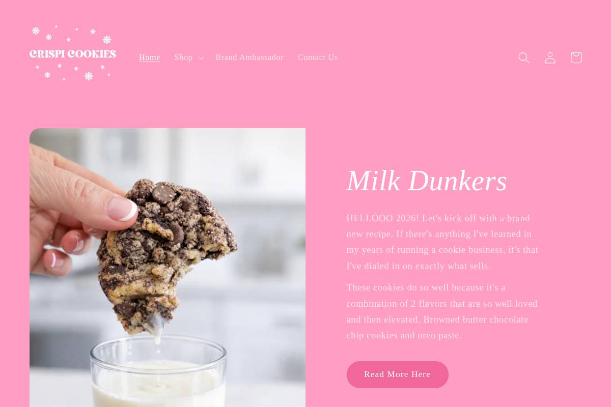 crispicookies.com homepage screenshot