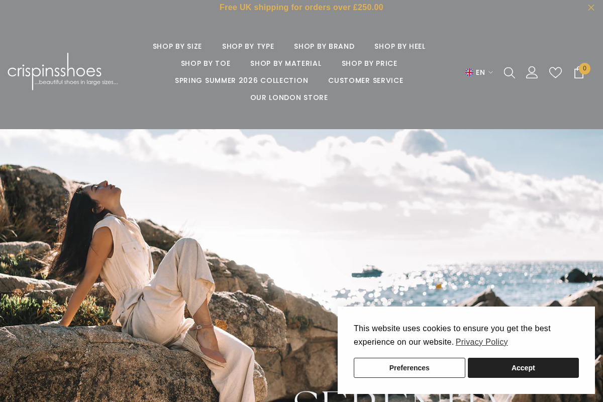 Crispins Shoes homepage screenshot
