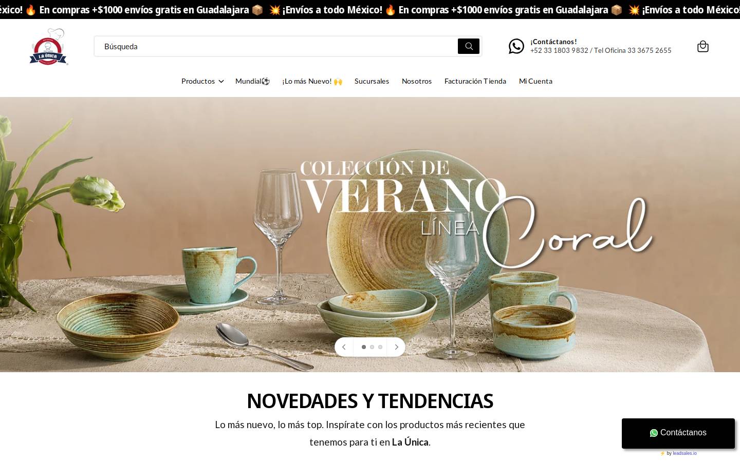 cristalerialaunica.com.mx homepage screenshot