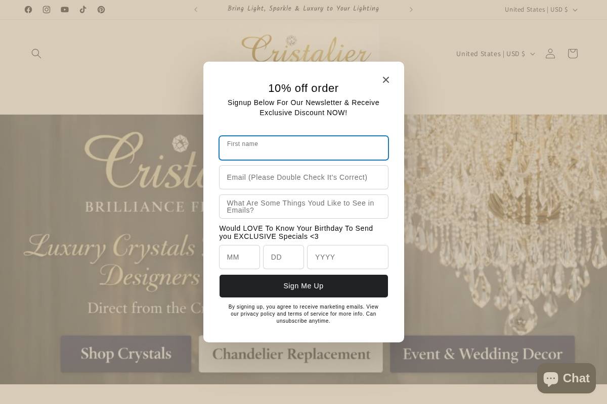 cristalier.com homepage screenshot