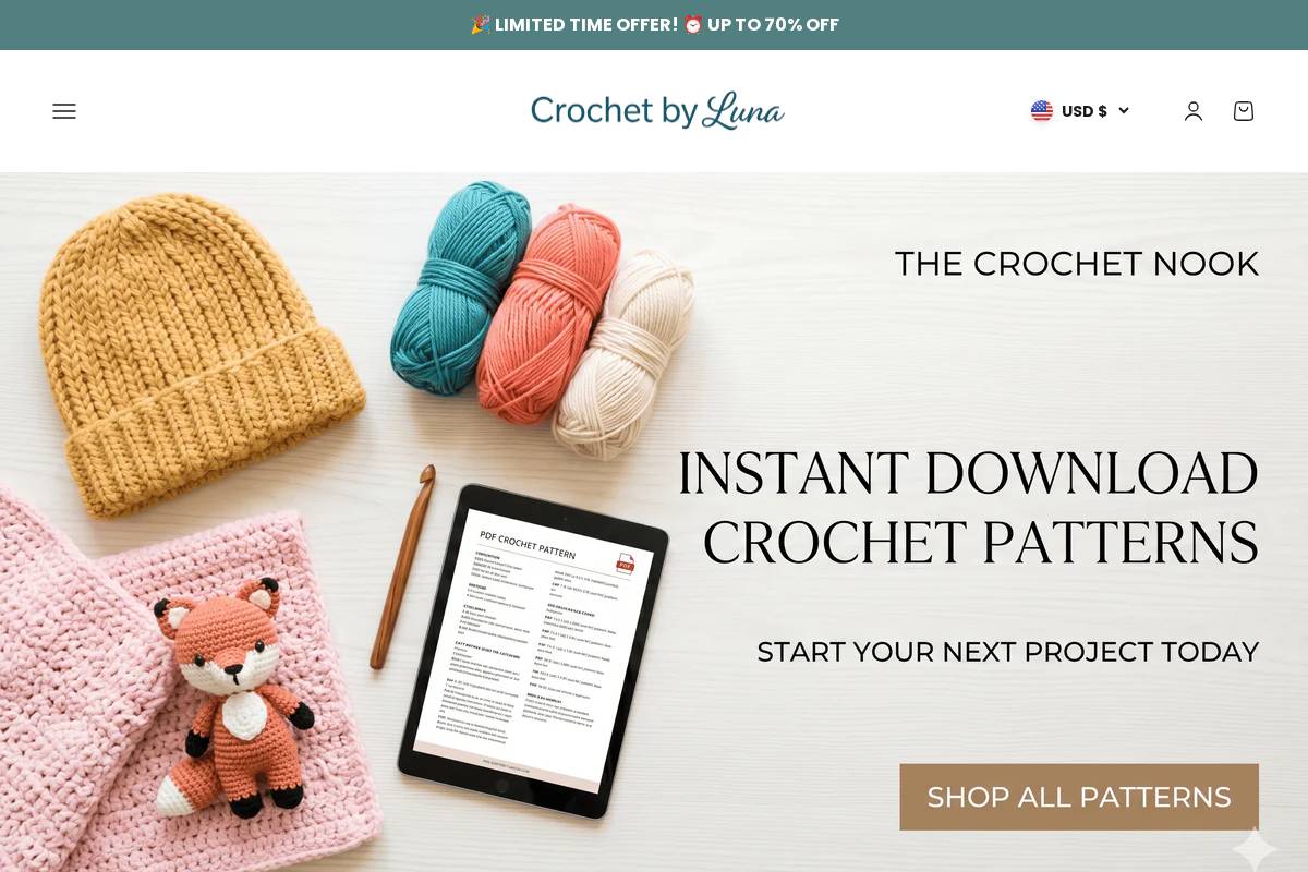 crochetbyluna.com homepage screenshot