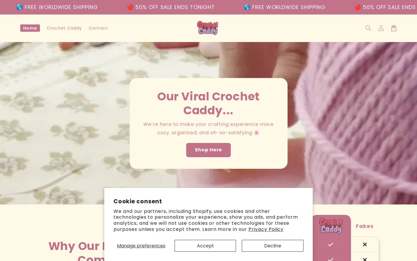 crochetcaddy.store homepage screenshot