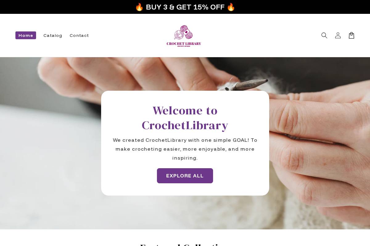 crochetlibrary.shop homepage screenshot