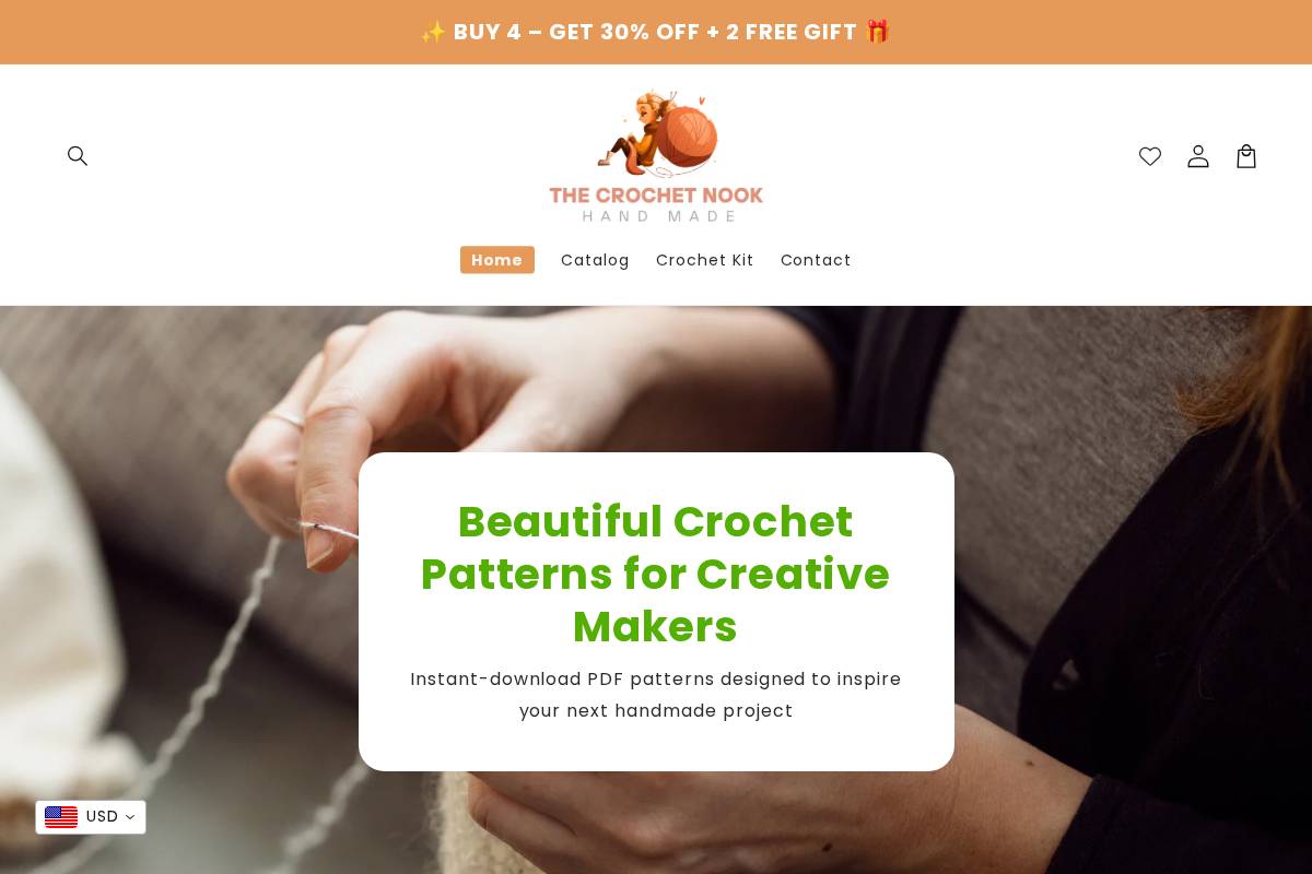 crochetnook.org homepage screenshot