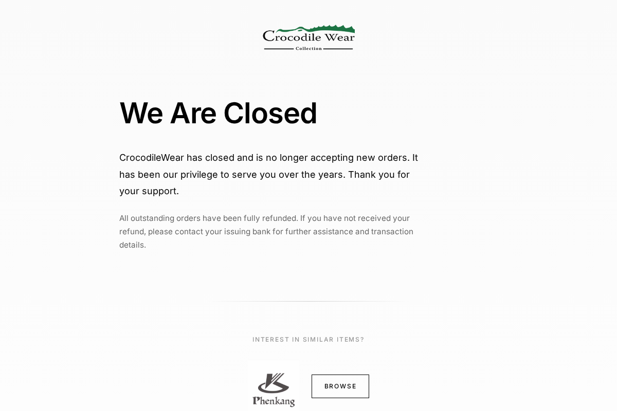 Crocodile Wear homepage screenshot