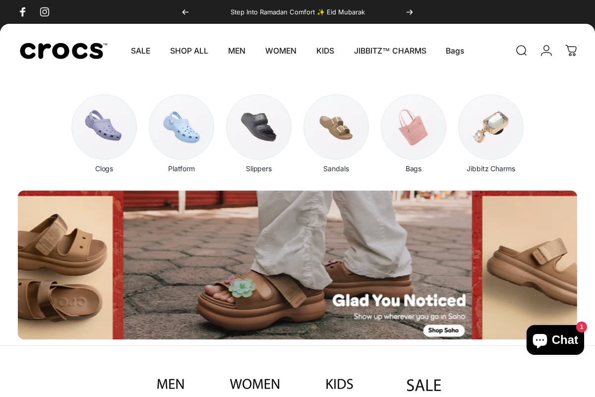 Crocs homepage screenshot