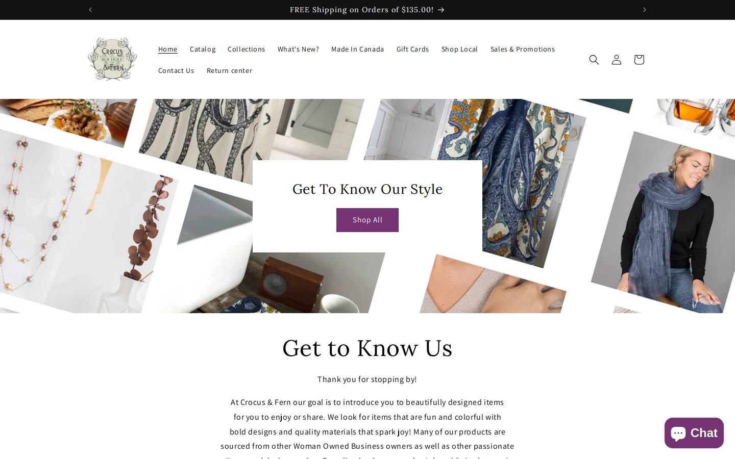 crocusandfern.com homepage screenshot