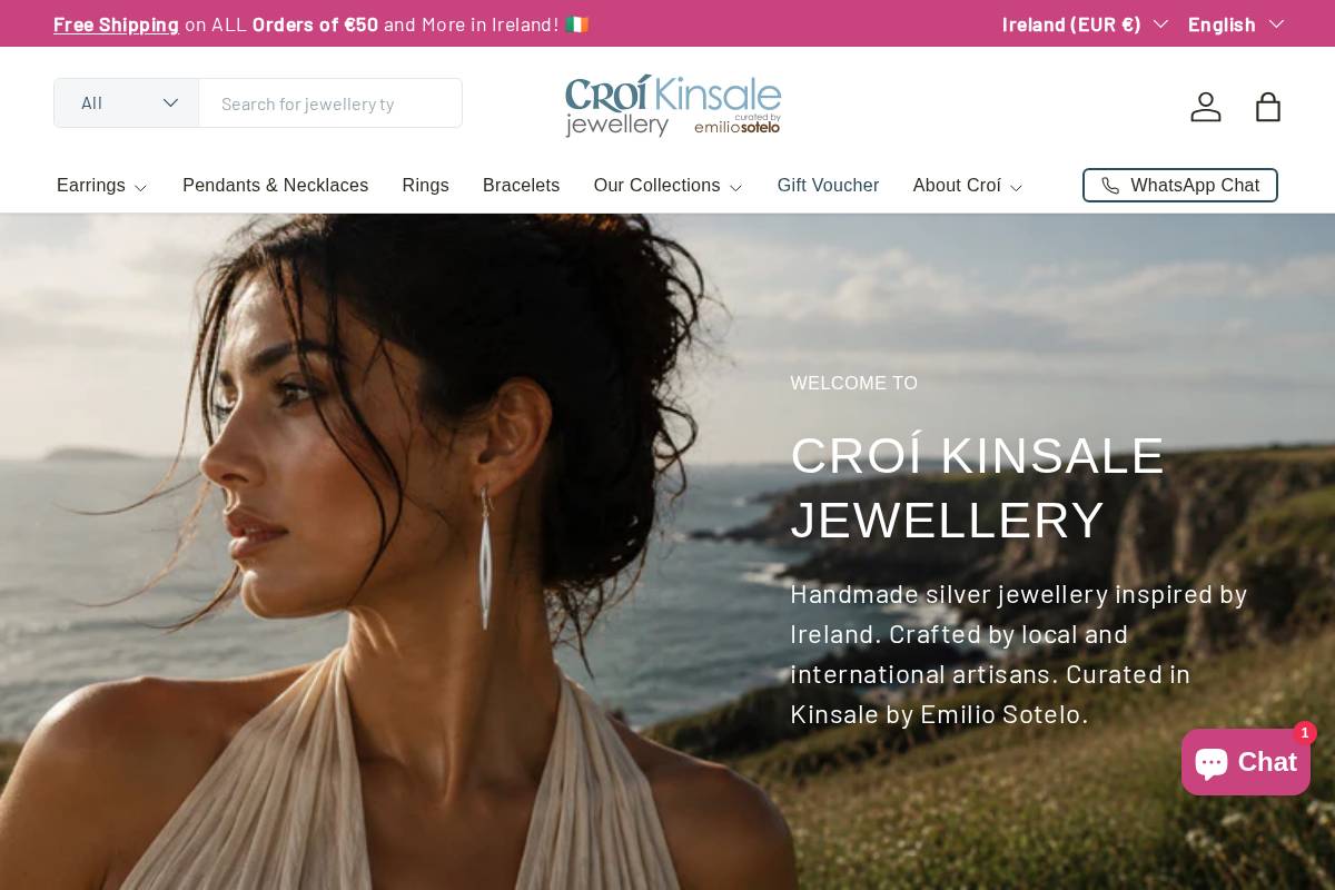 Croí Kinsale Jewellery homepage screenshot