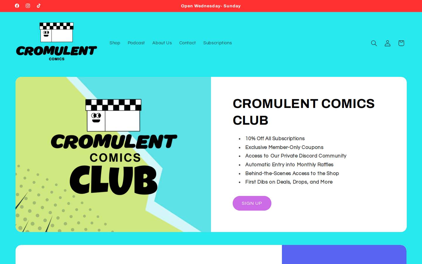 cromulentcomics.com homepage screenshot