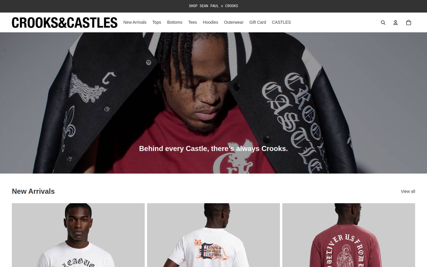 Crooks & Castles homepage screenshot