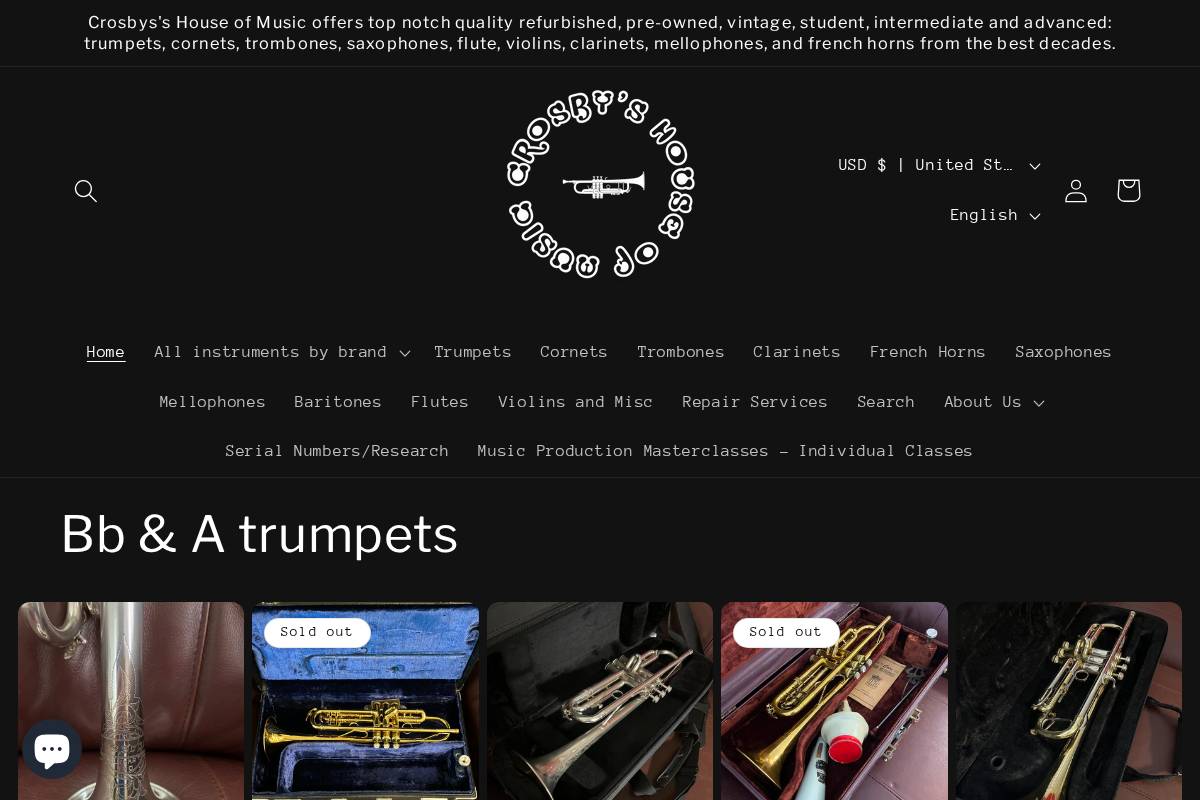 crosbyshouseofmusic.com homepage screenshot
