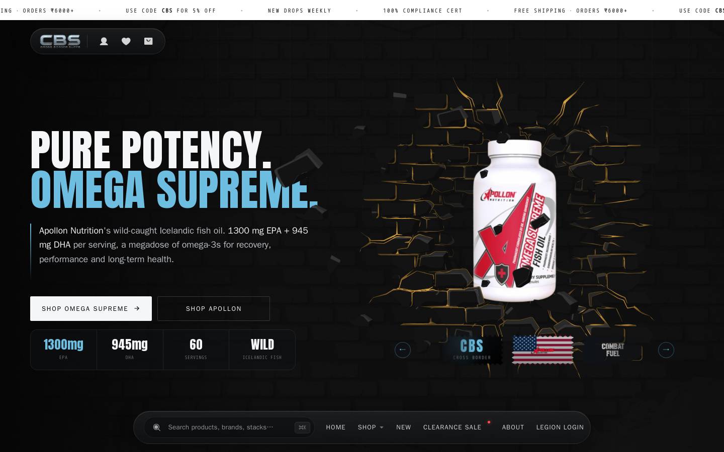 Crossbordersupps homepage screenshot