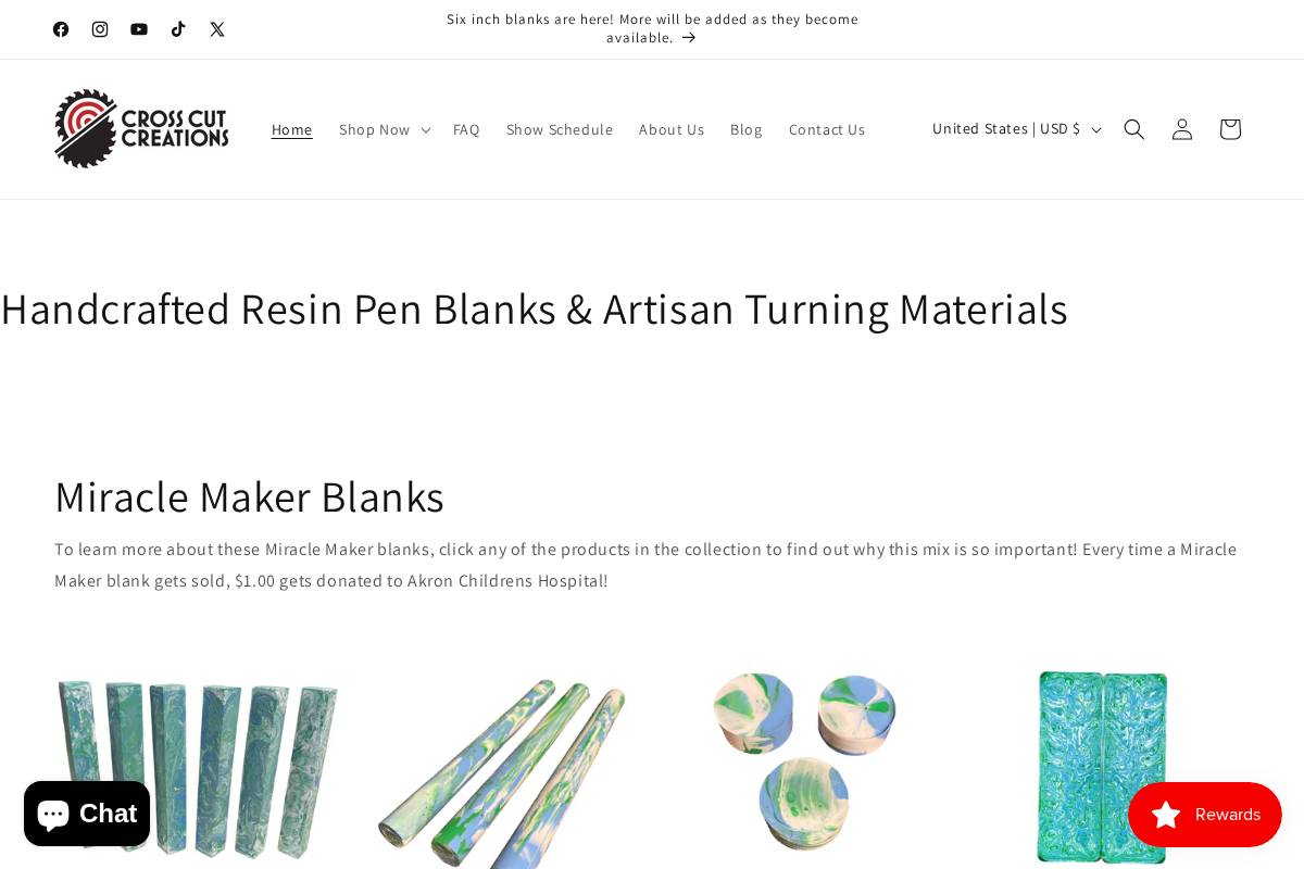 crosscutcreations.com homepage screenshot