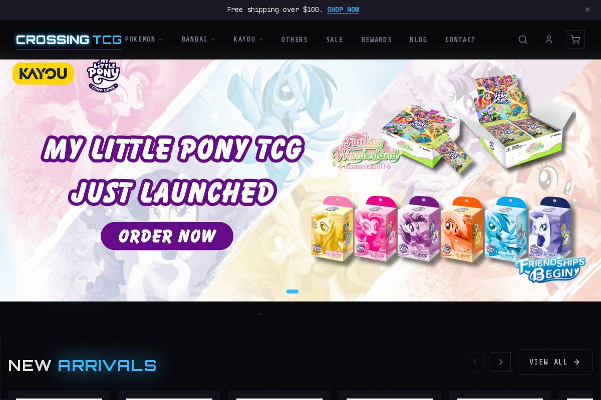 crossingtcg.com homepage screenshot