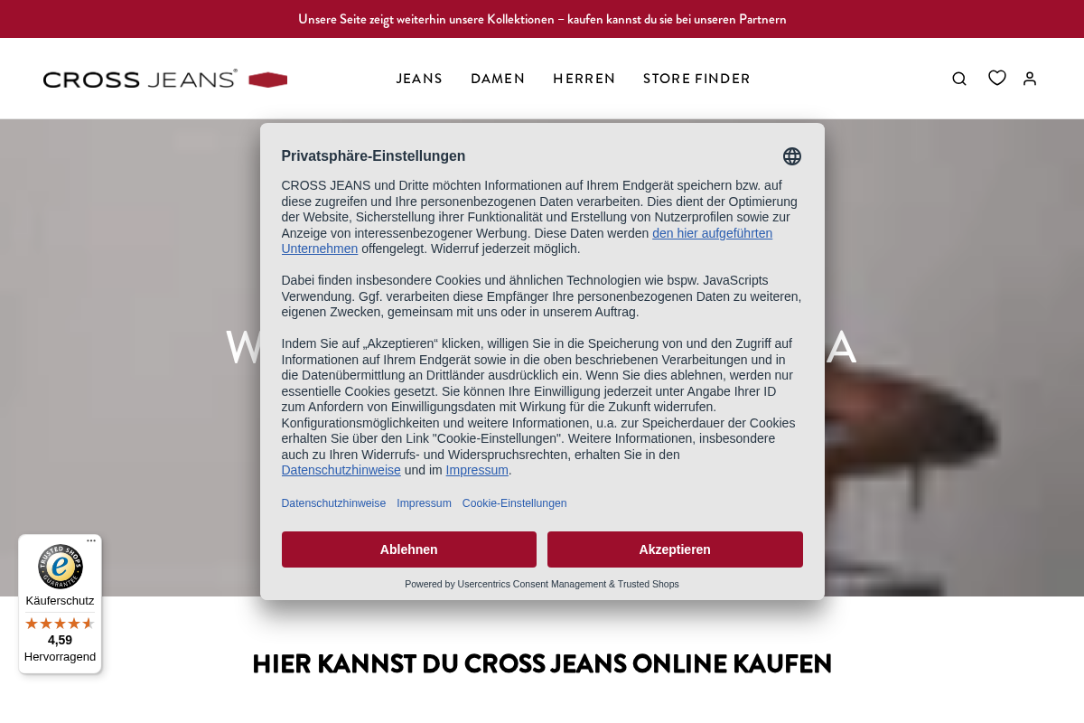 CROSS JEANS homepage screenshot