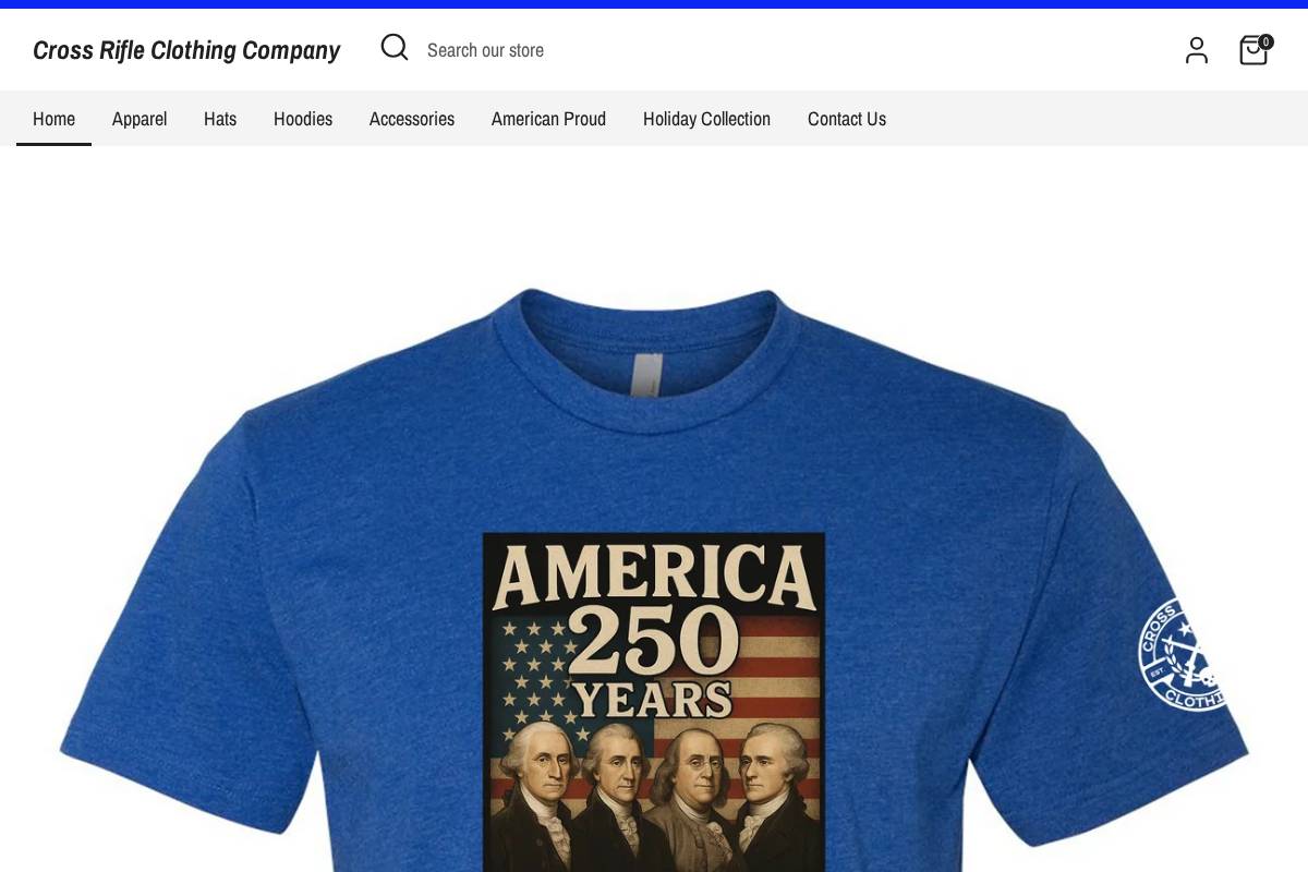 crossrifleclothing.com homepage screenshot