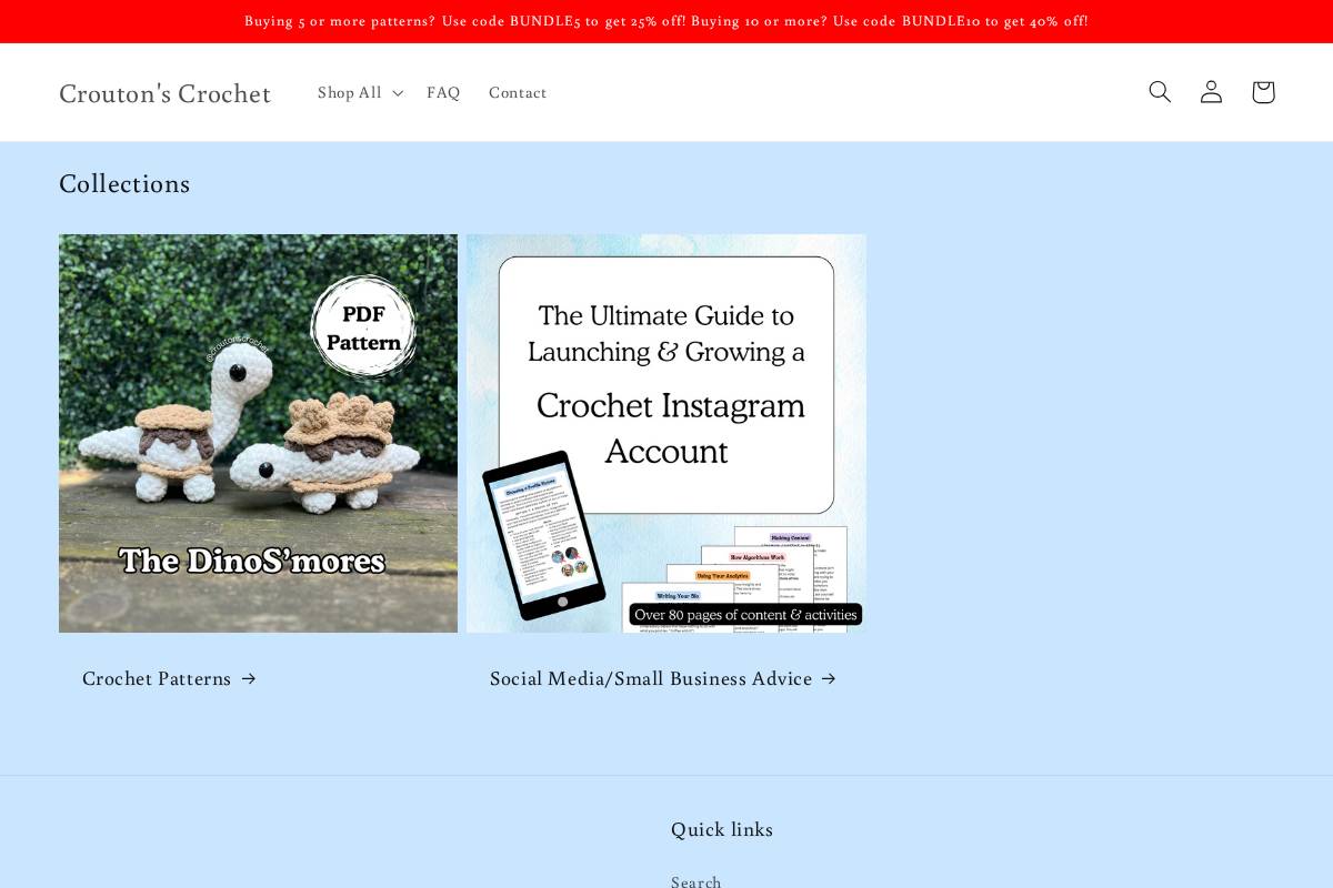 croutonscrochet.com homepage screenshot