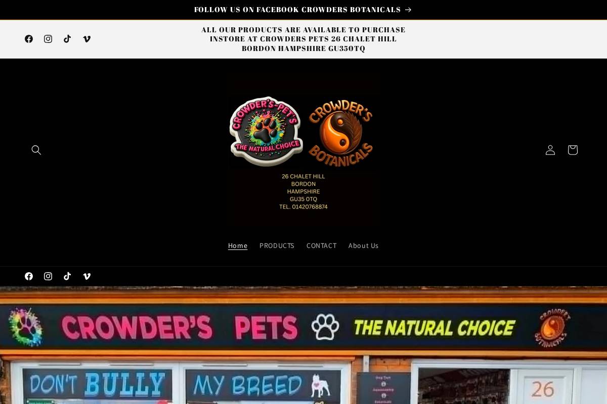 crowdersbotanicals.com homepage screenshot