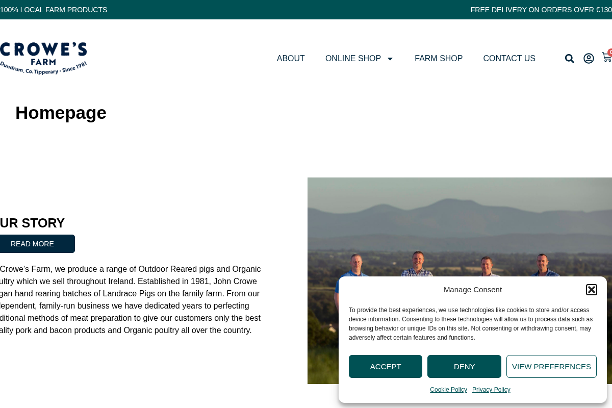 crowefarm.ie homepage screenshot