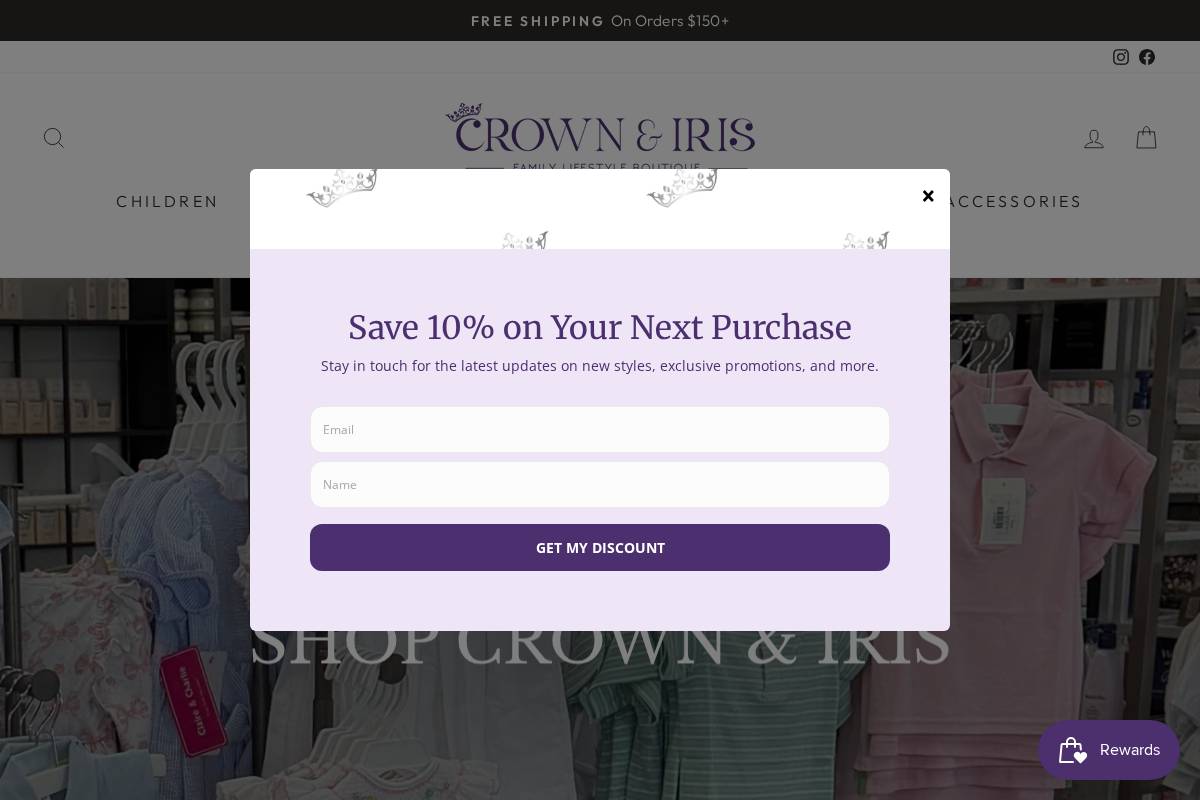 crownandiris.com homepage screenshot