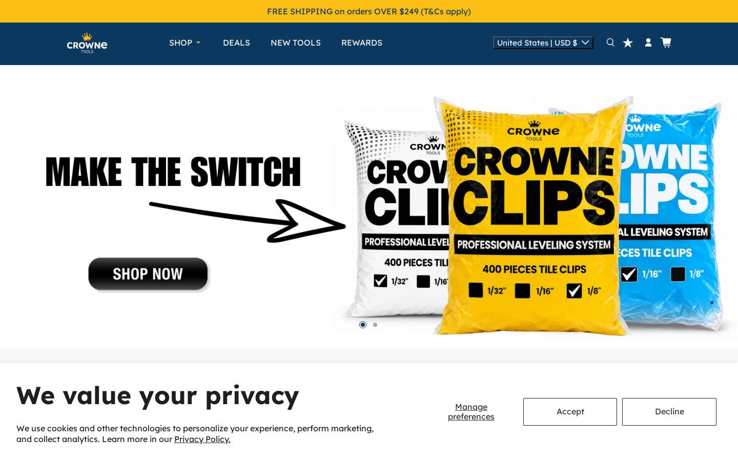 crownetools.com homepage screenshot