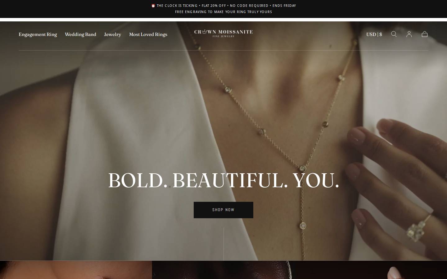 Crownmoissanite homepage screenshot