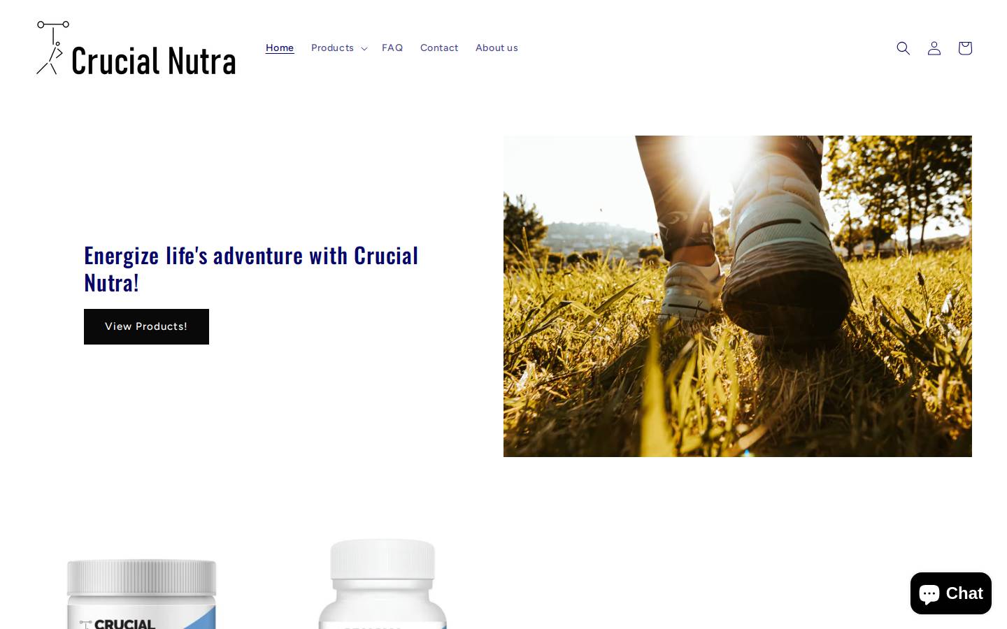 crucialnutra.com homepage screenshot