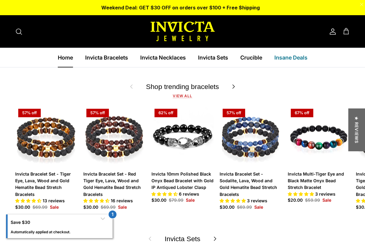 Invicta Jewelry homepage screenshot