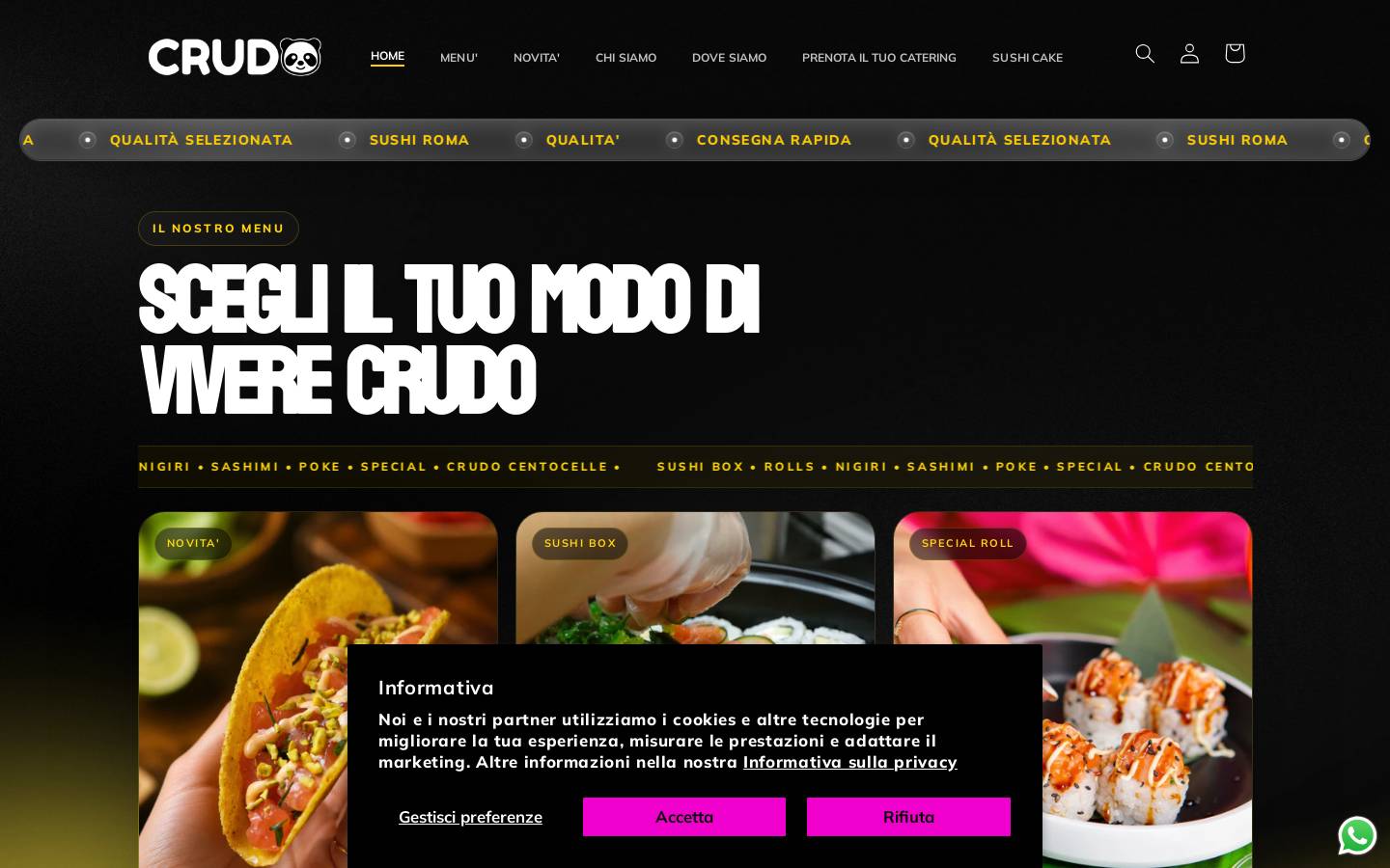 crudocentocelle.com homepage screenshot