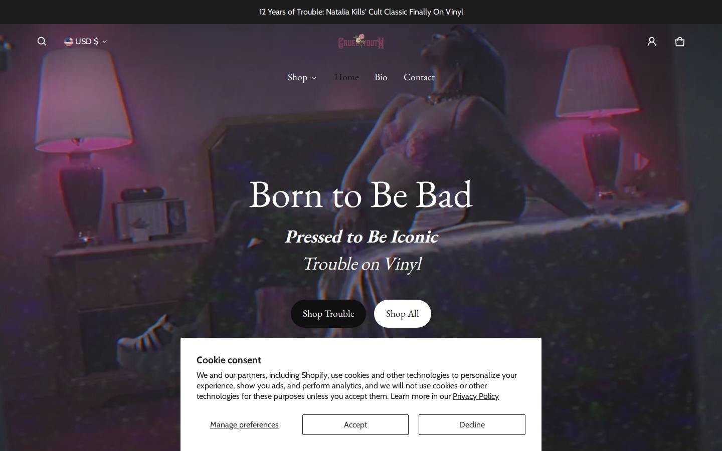 cruelyouthforever.com homepage screenshot
