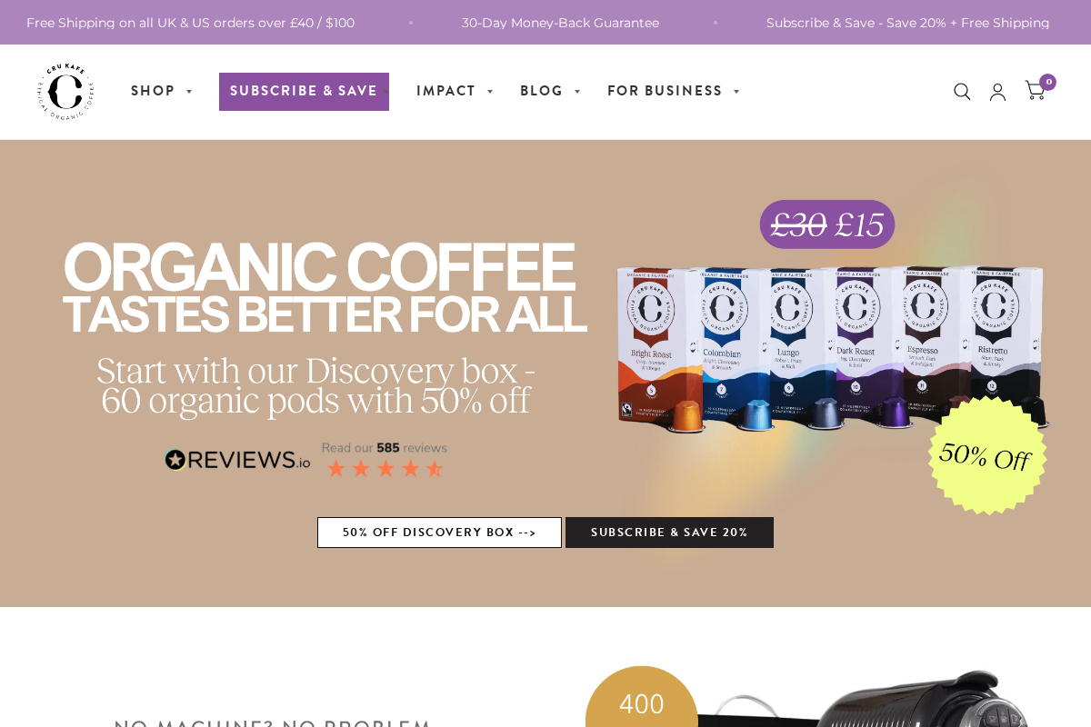 CRU Kafe homepage screenshot