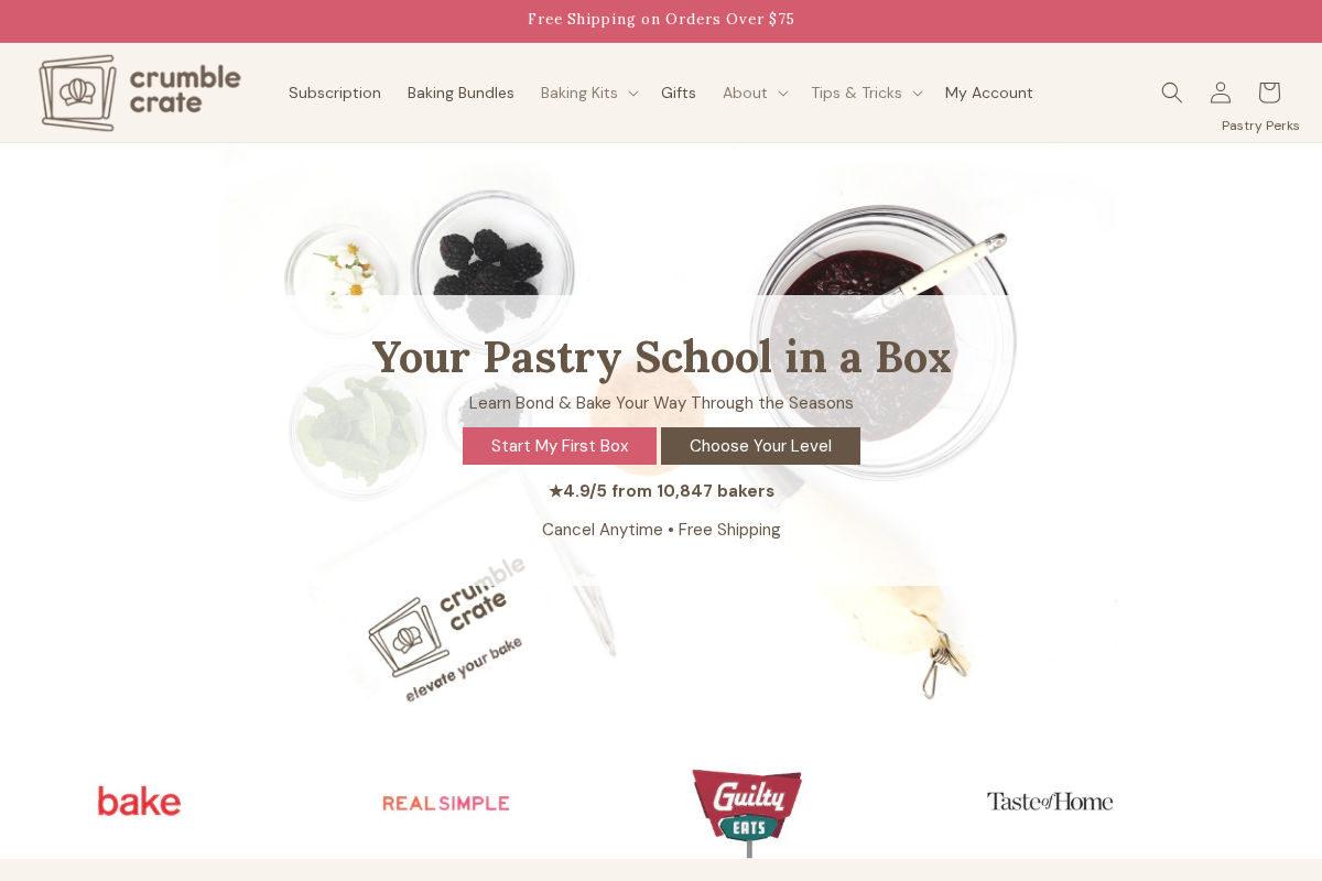 CrumbleCrate.com homepage screenshot